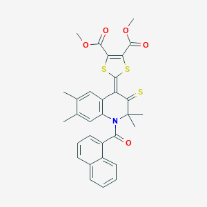 molecular formula C31H27NO5S3 B407138 dimethyl 2-[2,2,6,7-tetramethyl-1-(naphthalen-1-ylcarbonyl)-3-thioxo-2,3-dihydroquinolin-4(1H)-ylidene]-1,3-dithiole-4,5-dicarboxylate 