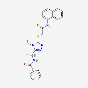 molecular formula C25H25N5O2S B4071386 N-[1-(4-ethyl-5-{[2-(1-naphthylamino)-2-oxoethyl]thio}-4H-1,2,4-triazol-3-yl)ethyl]benzamide 