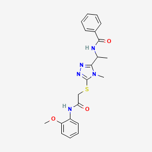 molecular formula C21H23N5O3S B4071394 N-{1-[5-({2-[(2-methoxyphenyl)amino]-2-oxoethyl}thio)-4-methyl-4H-1,2,4-triazol-3-yl]ethyl}benzamide 