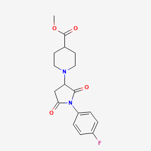 molecular formula C17H19FN2O4 B4071416 methyl 1-[1-(4-fluorophenyl)-2,5-dioxo-3-pyrrolidinyl]-4-piperidinecarboxylate 