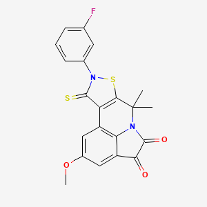 molecular formula C21H15FN2O3S2 B4071424 9-(3-fluorophenyl)-2-methoxy-7,7-dimethyl-10-thioxo-9,10-dihydro-7H-isothiazolo[5,4-c]pyrrolo[3,2,1-ij]quinoline-4,5-dione 