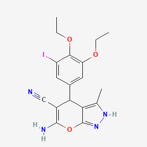 molecular formula C18H19IN4O3 B4071441 6-amino-4-(3,4-diethoxy-5-iodophenyl)-3-methyl-1,4-dihydropyrano[2,3-c]pyrazole-5-carbonitrile 