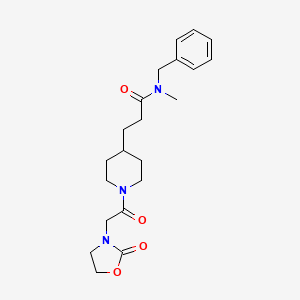 molecular formula C21H29N3O4 B4071457 N-benzyl-N-methyl-3-{1-[(2-oxo-1,3-oxazolidin-3-yl)acetyl]-4-piperidinyl}propanamide 