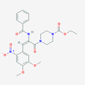 molecular formula C25H28N4O8 B407149 Ethyl 4-(2-(benzoylamino)-3-{2-nitro-4,5-dimethoxyphenyl}acryloyl)-1-piperazinecarboxylate 