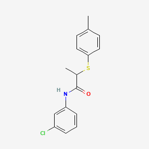 molecular formula C16H16ClNOS B4071542 N-(3-chlorophenyl)-2-[(4-methylphenyl)thio]propanamide 