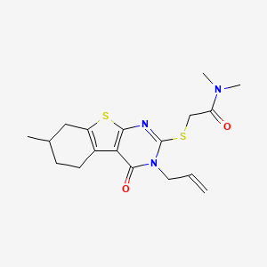 molecular formula C18H23N3O2S2 B4071544 2-[(3-allyl-7-methyl-4-oxo-3,4,5,6,7,8-hexahydro[1]benzothieno[2,3-d]pyrimidin-2-yl)thio]-N,N-dimethylacetamide 