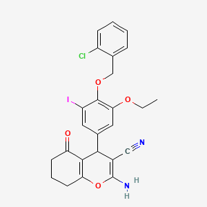 molecular formula C25H22ClIN2O4 B4071551 2-amino-4-{4-[(2-chlorobenzyl)oxy]-3-ethoxy-5-iodophenyl}-5-oxo-5,6,7,8-tetrahydro-4H-chromene-3-carbonitrile 