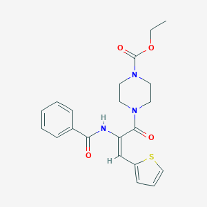 molecular formula C21H23N3O4S B407156 Ethyl 4-[2-(benzoylamino)-3-(2-thienyl)acryloyl]-1-piperazinecarboxylate 