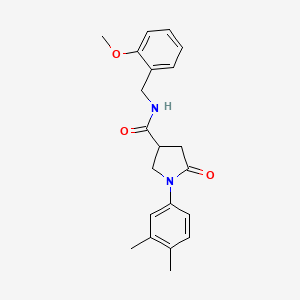 molecular formula C21H24N2O3 B4071570 1-(3,4-dimethylphenyl)-N-(2-methoxybenzyl)-5-oxo-3-pyrrolidinecarboxamide 
