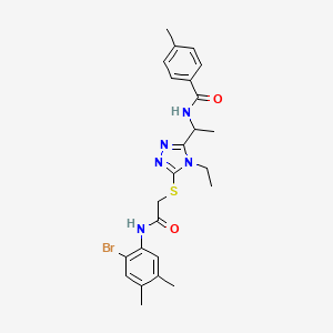 molecular formula C24H28BrN5O2S B4071574 N-{1-[5-({2-[(2-bromo-4,5-dimethylphenyl)amino]-2-oxoethyl}thio)-4-ethyl-4H-1,2,4-triazol-3-yl]ethyl}-4-methylbenzamide 
