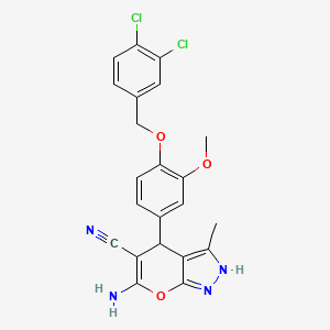 molecular formula C22H18Cl2N4O3 B4071593 6-amino-4-{4-[(3,4-dichlorobenzyl)oxy]-3-methoxyphenyl}-3-methyl-1,4-dihydropyrano[2,3-c]pyrazole-5-carbonitrile 