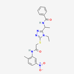 molecular formula C22H24N6O4S B4071601 N-{1-[4-ethyl-5-({2-[(2-methyl-5-nitrophenyl)amino]-2-oxoethyl}thio)-4H-1,2,4-triazol-3-yl]ethyl}benzamide 