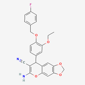 molecular formula C26H21FN2O5 B4071605 6-amino-8-{3-ethoxy-4-[(4-fluorobenzyl)oxy]phenyl}-8H-[1,3]dioxolo[4,5-g]chromene-7-carbonitrile 