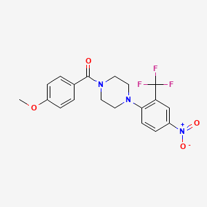 molecular formula C19H18F3N3O4 B4071612 1-(4-methoxybenzoyl)-4-[4-nitro-2-(trifluoromethyl)phenyl]piperazine 
