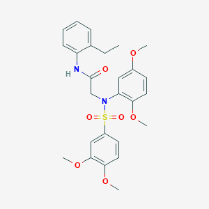 molecular formula C26H30N2O7S B4071613 N~2~-(2,5-dimethoxyphenyl)-N~2~-[(3,4-dimethoxyphenyl)sulfonyl]-N~1~-(2-ethylphenyl)glycinamide 