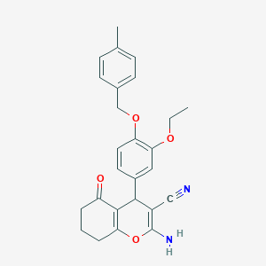 2-amino-4-{3-ethoxy-4-[(4-methylbenzyl)oxy]phenyl}-5-oxo-5,6,7,8-tetrahydro-4H-chromene-3-carbonitrile