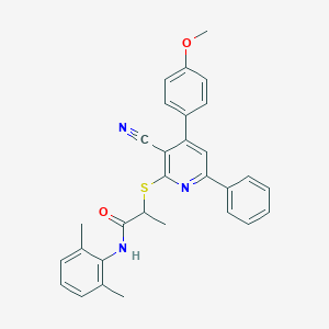 2-{[3-cyano-4-(4-methoxyphenyl)-6-phenyl-2-pyridinyl]sulfanyl}-N-(2,6-dimethylphenyl)propanamide