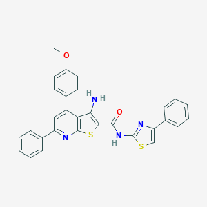 3-amino-4-(4-methoxyphenyl)-6-phenyl-N-(4-phenyl-1,3-thiazol-2-yl)thieno[2,3-b]pyridine-2-carboxamide