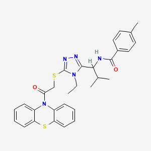 molecular formula C30H31N5O2S2 B4071654 N-[1-(4-ethyl-5-{[2-oxo-2-(10H-phenothiazin-10-yl)ethyl]thio}-4H-1,2,4-triazol-3-yl)-2-methylpropyl]-4-methylbenzamide 