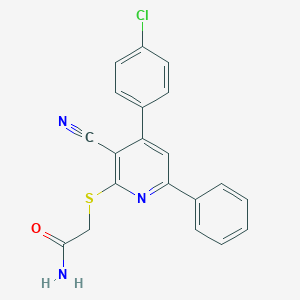 2-[4-(4-Chlorophenyl)-3-cyano-6-phenylpyridin-2-yl]sulfanylacetamide