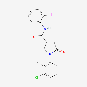molecular formula C18H16ClIN2O2 B4071691 1-(3-chloro-2-methylphenyl)-N-(2-iodophenyl)-5-oxo-3-pyrrolidinecarboxamide 