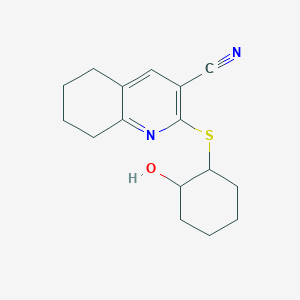 molecular formula C16H20N2OS B4071736 2-[(2-hydroxycyclohexyl)thio]-5,6,7,8-tetrahydro-3-quinolinecarbonitrile 
