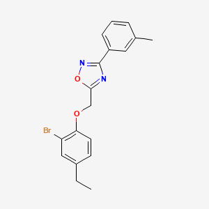 molecular formula C18H17BrN2O2 B4071753 5-[(2-bromo-4-ethylphenoxy)methyl]-3-(3-methylphenyl)-1,2,4-oxadiazole 