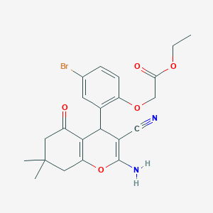 ethyl [2-(2-amino-3-cyano-7,7-dimethyl-5-oxo-5,6,7,8-tetrahydro-4H-chromen-4-yl)-4-bromophenoxy]acetate