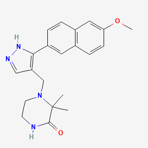 4-{[3-(6-methoxy-2-naphthyl)-1H-pyrazol-4-yl]methyl}-3,3-dimethyl-2-piperazinone
