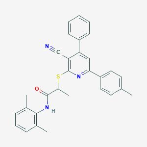 2-[3-cyano-6-(4-methylphenyl)-4-phenylpyridin-2-yl]sulfanyl-N-(2,6-dimethylphenyl)propanamide