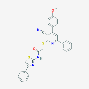 2-{[3-cyano-4-(4-methoxyphenyl)-6-phenyl-2-pyridinyl]sulfanyl}-N-(4-phenyl-1,3-thiazol-2-yl)acetamide