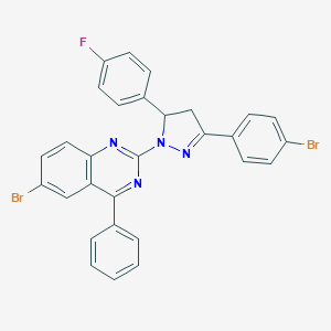 6-bromo-2-(3-(4-bromophenyl)-5-(4-fluorophenyl)-4,5-dihydro-1H-pyrazol-1-yl)-4-phenylquinazoline