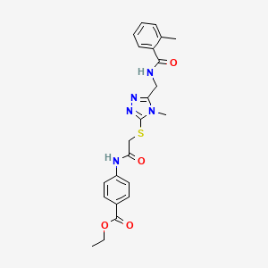 molecular formula C23H25N5O4S B4071862 ethyl 4-({[(4-methyl-5-{[(2-methylbenzoyl)amino]methyl}-4H-1,2,4-triazol-3-yl)thio]acetyl}amino)benzoate 