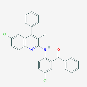 molecular formula C29H20Cl2N2O B407187 {5-Chloro-2-[(6-chloro-3-methyl-4-phenylquinolin-2-yl)amino]phenyl}(phenyl)methanone 