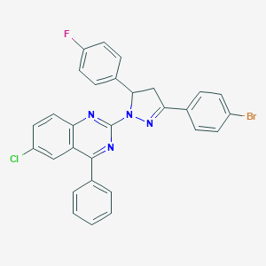 2-[3-(4-bromophenyl)-5-(4-fluorophenyl)-4,5-dihydro-1H-pyrazol-1-yl]-6-chloro-4-phenylquinazoline