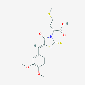 molecular formula C17H19NO5S3 B407191 (E)-2-(5-(3,4-dimethoxybenzylidene)-4-oxo-2-thioxothiazolidin-3-yl)-4-(methylthio)butanoic acid CAS No. 307342-69-4