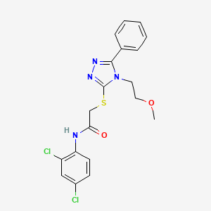 molecular formula C19H18Cl2N4O2S B4071912 N-(2,4-dichlorophenyl)-2-{[4-(2-methoxyethyl)-5-phenyl-4H-1,2,4-triazol-3-yl]thio}acetamide 