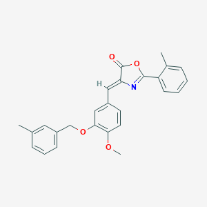 molecular formula C26H23NO4 B407192 4-{4-methoxy-3-[(3-methylbenzyl)oxy]benzylidene}-2-(2-methylphenyl)-1,3-oxazol-5(4H)-one 