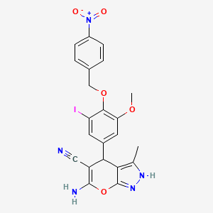 6-amino-4-{3-iodo-5-methoxy-4-[(4-nitrobenzyl)oxy]phenyl}-3-methyl-1,4-dihydropyrano[2,3-c]pyrazole-5-carbonitrile