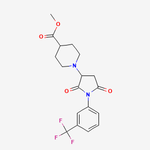 molecular formula C18H19F3N2O4 B4071929 methyl 1-{2,5-dioxo-1-[3-(trifluoromethyl)phenyl]-3-pyrrolidinyl}-4-piperidinecarboxylate 