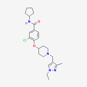 molecular formula C24H33ClN4O2 B4071936 3-chloro-N-cyclopentyl-4-({1-[(1-ethyl-3-methyl-1H-pyrazol-4-yl)methyl]-4-piperidinyl}oxy)benzamide 