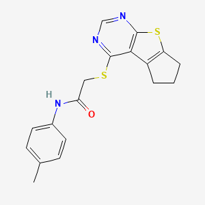 molecular formula C18H17N3OS2 B4071938 2-(6,7-dihydro-5H-cyclopenta[4,5]thieno[2,3-d]pyrimidin-4-ylthio)-N-(4-methylphenyl)acetamide 