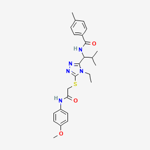 molecular formula C25H31N5O3S B4071944 N-{1-[4-ethyl-5-({2-[(4-methoxyphenyl)amino]-2-oxoethyl}thio)-4H-1,2,4-triazol-3-yl]-2-methylpropyl}-4-methylbenzamide 