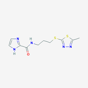 molecular formula C10H13N5OS2 B4071965 N-{3-[(5-methyl-1,3,4-thiadiazol-2-yl)thio]propyl}-1H-imidazole-2-carboxamide 