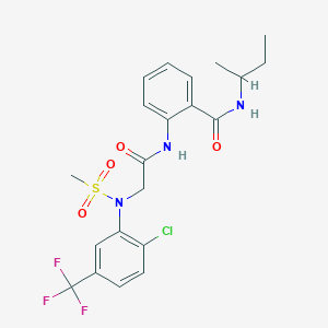 molecular formula C21H23ClF3N3O4S B4071999 N-(sec-butyl)-2-{[N-[2-chloro-5-(trifluoromethyl)phenyl]-N-(methylsulfonyl)glycyl]amino}benzamide 