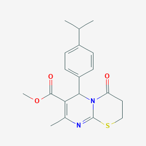 molecular formula C19H22N2O3S B407201 methyl 8-methyl-4-oxo-6-(4-propan-2-ylphenyl)-3,6-dihydro-2H-pyrimido[2,1-b][1,3]thiazine-7-carboxylate CAS No. 324543-47-7