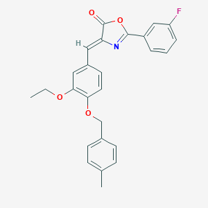 molecular formula C26H22FNO4 B407203 4-{3-ethoxy-4-[(4-methylbenzyl)oxy]benzylidene}-2-(3-fluorophenyl)-1,3-oxazol-5(4H)-one 