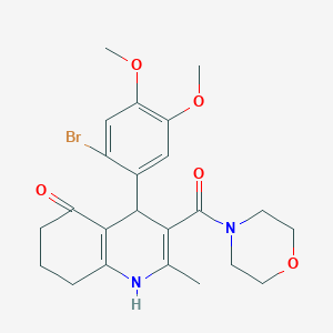 molecular formula C23H27BrN2O5 B4072100 4-(2-bromo-4,5-dimethoxyphenyl)-2-methyl-3-(4-morpholinylcarbonyl)-4,6,7,8-tetrahydro-5(1H)-quinolinone 