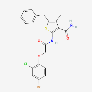 molecular formula C21H18BrClN2O3S B4072115 5-benzyl-2-{[(4-bromo-2-chlorophenoxy)acetyl]amino}-4-methyl-3-thiophenecarboxamide 