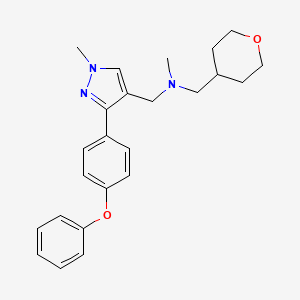 molecular formula C24H29N3O2 B4072124 N-methyl-1-[1-methyl-3-(4-phenoxyphenyl)-1H-pyrazol-4-yl]-N-(tetrahydro-2H-pyran-4-ylmethyl)methanamine 